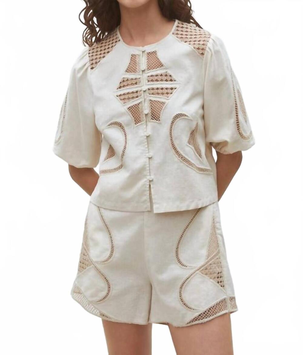 NEW SUNCOO brest embroidered short in camel